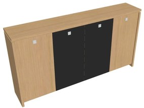 Verno közepes gardrób 248 x 46 x 130 cm, kombinált ajtó, világos tölgy / fekete