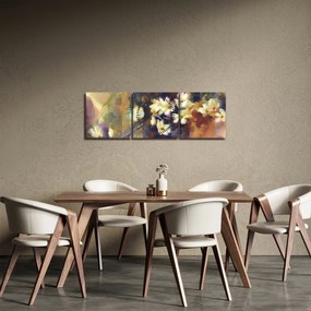 Kép - fehér magnólia, festmény (órával) (90x30 cm)