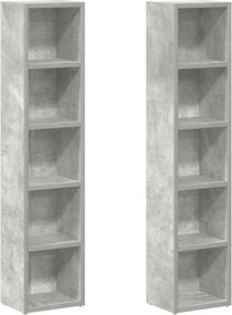 vidaXL 2 db betonszürke forgácslap CD-tartó szekrény 21 x 16 x 93,5 cm