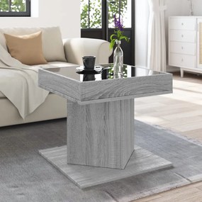Szürke sonoma szerelt fa dohányzóasztal LED-del 50 x 50 x 45 cm