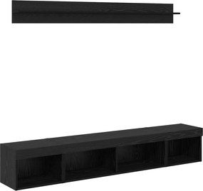 vidaXL TV falit kabinet szett leddel 5 pcs Fekete tölgy Faanyag
