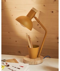 Mustársárga asztali lámpa fém búrával (magasság 37 cm) Katia – Kave Home