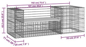 tömör impregnált fenyőfa kerti pad gabion kosárral