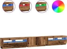 vidaXL antik fa színű szerelt fa TV-szekrény LED-ekkel 300x35x40 cm