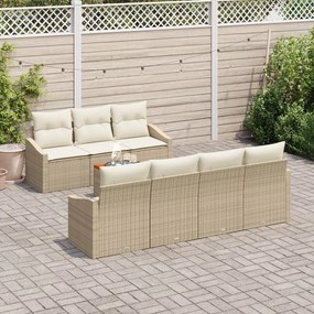 8 darabos kanapé szett párnákkal Bézs Poli Rattan Akác