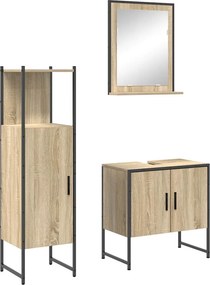 vidaXL Fürdőszoba bútor szett polcokkal tárolóval 3 pcs Barna Faanyag
