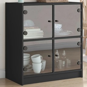 fekete kisszekrény üvegajtókkal 68 x 37 x 75,5 cm