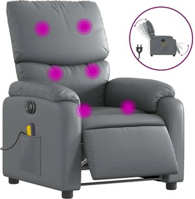 vidaXL szürke műbőr elektromos dönthető masszázsfotel
