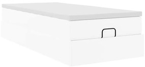 Ottomán ágykeret matraccal Fehér 100x200cm műbőrrel