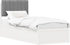 vidaXL Ágykeret Kárpitozott Fejtámlával Világosszürke 75 x 190 cm