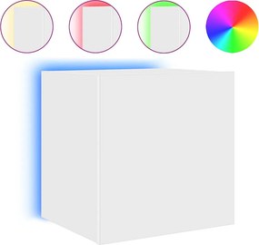vidaXL fehér falra szerelhető TV-szekrény LED-lámpákkal 40,5x35x40 cm