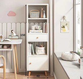 Könyvespolc polcos szekrény 80x24x107cm fehér FUR1835-2