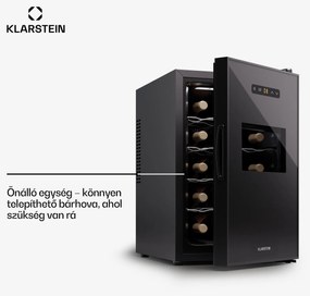 Klarstein Silent Vino 15 Uno Borhűtő 39 l / 15 palack 5-18 °C Érintős