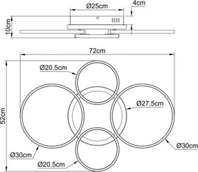Globo 48477-40C - ALVIS LED mennyezeti lámpa, 40W, 230V, 4000K, 72x52 cm, fekete