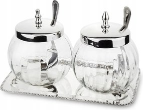 Cukortartó Cukrászda Szett Ezüst Tálcával