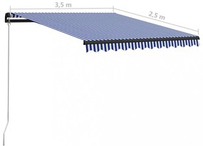 kék és fehér kézzel kihúzható napellenző 350 x 250 cm