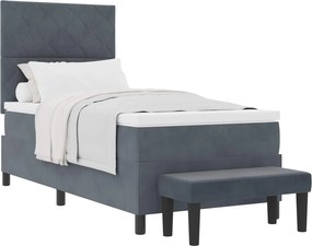 vidaXL Boxrugós ágy matracmal Sötétszürke 90 x 190 cm Bársony