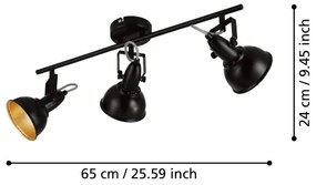 Eglo 75513 - THORNTON spotlámpa 3xE14/28W/230V fekete/arany