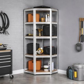 Sarokpolc garázsba 5 polc 180 x 70 x 40–70 cm 875 kg