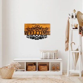 Fali dekoráció 58x36 cm fa/fém, Üdvözlet felirat