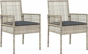 vidaXL Kerti Szék 2 pcs Világosszürke 55 x 53 x 85 cm polirattan