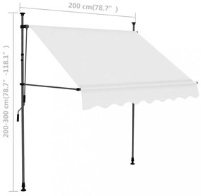krémszínű kézzel kihúzható LED-es napellenző 200 cm