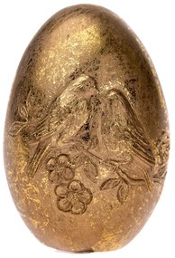Dekoratív arany tojás madarakkal, 6 x 10 cm