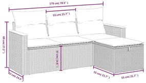 4 részes vegyes bézs polyrattan kerti ülőgarnitúra párnákkal