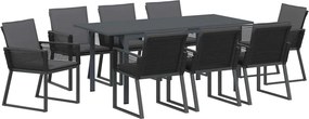 vidaXL Kert étkező szett 9 pcs Antracit polirattan