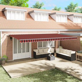 Automatikus Behúzható Napellenző LED-del Narancs és Barna 600x300 cm