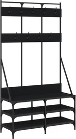 vidaXL fekete ruhafogas cipőpolccal 100x40x184 cm