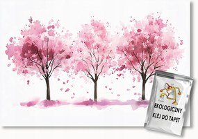 Fotótapéta Flizelina Akvarell Grafika Természet Rózsaszín Fa 368x254 ragasztó