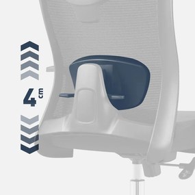 Ergonomikus irodai forgószék, deréktámasszal, 2D háttámla hálós anyaggal, fekete