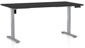 OfficeTech B állítható magasságú asztal, 160 x 80 cm, szürke alap, fekete
