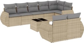 vidaXL 9 részes bézs polyrattan kerti ülőgarnitúra párnákkal