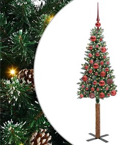 vidaXL Karcsú karácsonyfa 150 LED-del Zöld 150 cm PVC és tömör fenyőfa