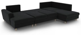 Fekete bársony kinyitható tárolóhelyes sarokkanapé (jobb oldali-U alakú) Kyoto – Cosmopolitan Design