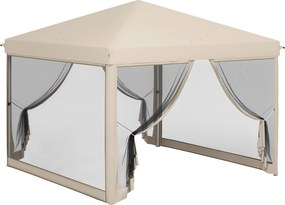 Outsunny 3x3 összecsukható pavilon kültéri kerthez, hordozható napernyő szúnyoghálóval, hordtáskával, acélváz és tartós Oxford szövet partikhoz, kempi