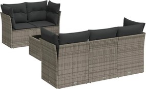 vidaXL 6 részes szürke polyrattan kerti ülőgarnitúra párnákkal