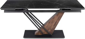 Kihúzható kerámia étkezőasztal 180–240 cm méretben, fekete márvány/dió színben REX 2