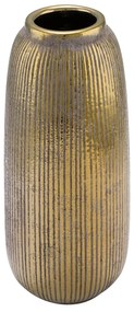 Rusztikus antikolt Kerámia váza arany csíkos 27 cm