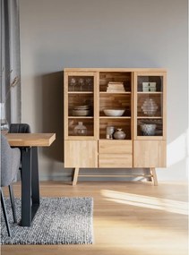 Natúr színű tölgyfa tálalószekrény 130x150 cm Brooklyn - Rowico