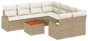 9 részes kerti ülőhely szett párnákkal Bézs Rattan Akácia, 2 személyes kerti ülőhely tárolóval és párnákkal Bézs Rattan