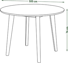 MAZZONI EXPORT ROXY Természetes Dió - RETRO KEREK FA ASZTAL KONYHÁBA/ÉTKEZŐBE