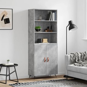 betonszürke szerelt fa magasszekrény 69,5 x 34 x 180 cm