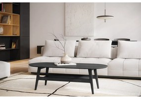 Fekete dohányzóasztal tölgyfa dekorral 60x130 cm Curved – Woodman