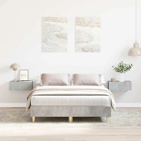 betonszürke szerelt fa ágykeret matrac nélkül 135 x 190 cm