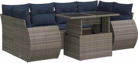 vidaXL 7 részes szürke polyrattan akácfa kerti ülőgarnitúra párnákkal