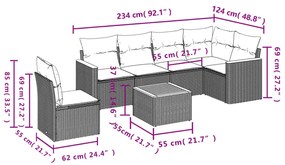 7 részes fekete polyrattan kerti ülőgarnitúra párnával