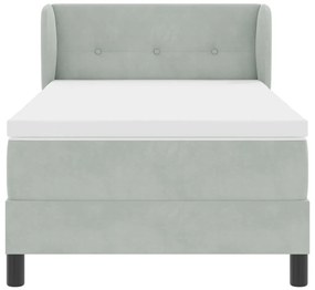 Boxspring Ágy Matraccal Világosszürke 90x200 cm - Bársonyos